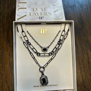 BP Luxe Layers Hematite and Black Onyx Necklace Set